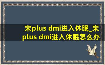 宋plus dmi进入休眠_宋plus dmi进入休眠怎么办